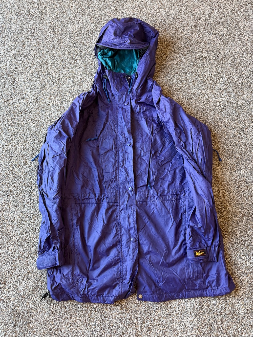 Vintage 90s REI Elements Purple Rain Jacket Size 12 Gorpcore Hooded Shell